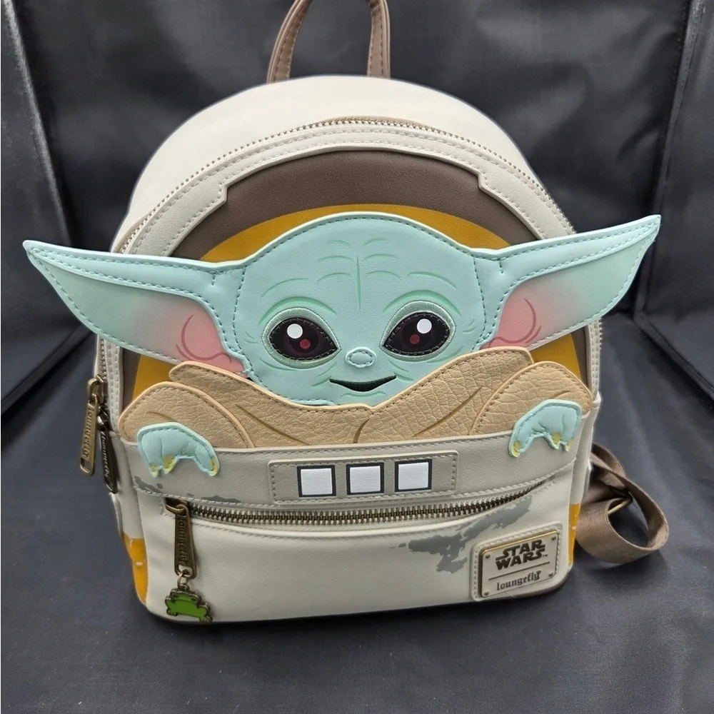 Loungefly Baby Yoda Kids Backpack - Mint and Beige